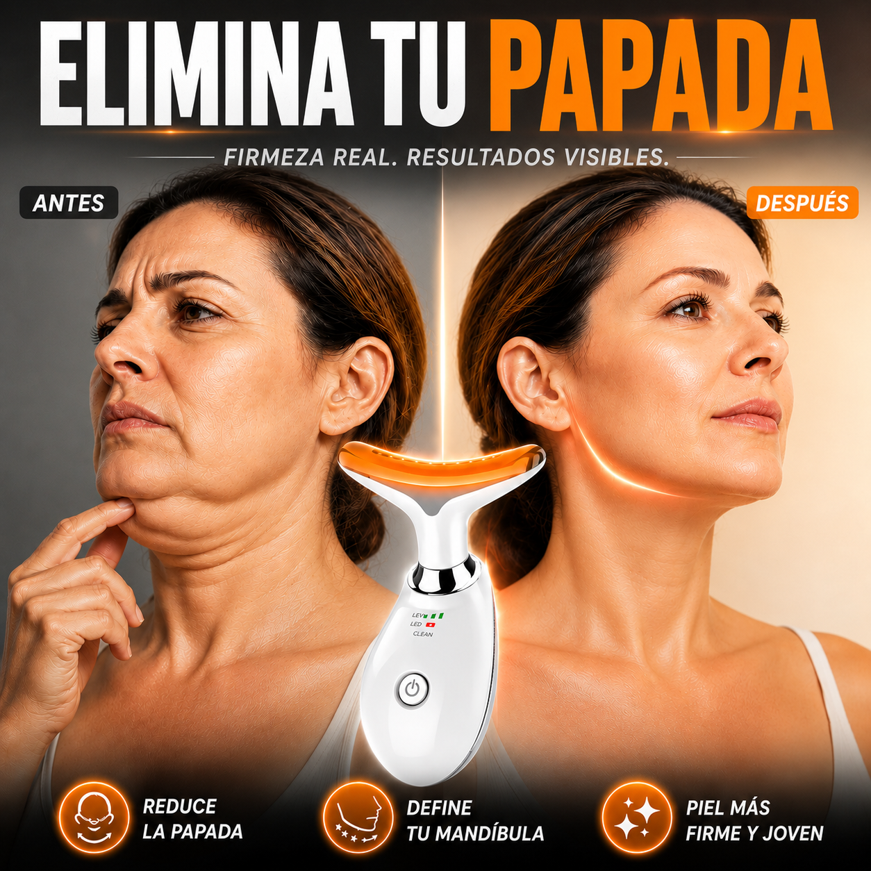 Reafirma cuello, papada y rostro con tu Masajeador Facial LED